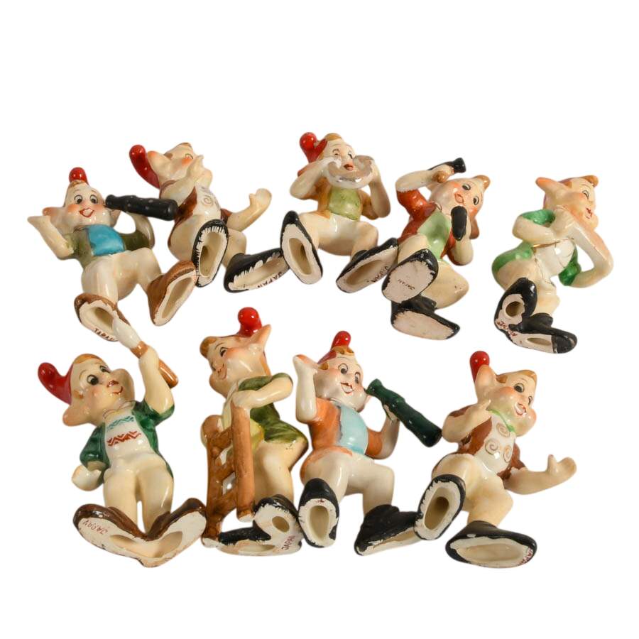 Troop of Nine Occupied Japanese Pixie Elf Figurines-7