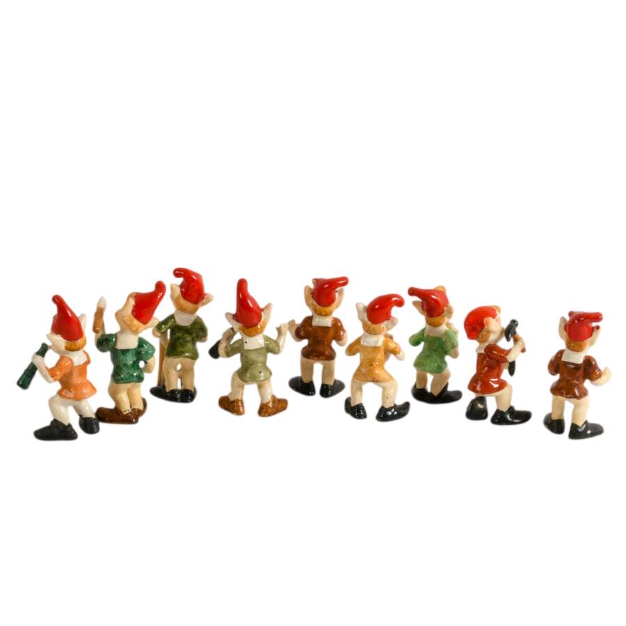 Troop of Nine Occupied Japanese Pixie Elf Figurines-2