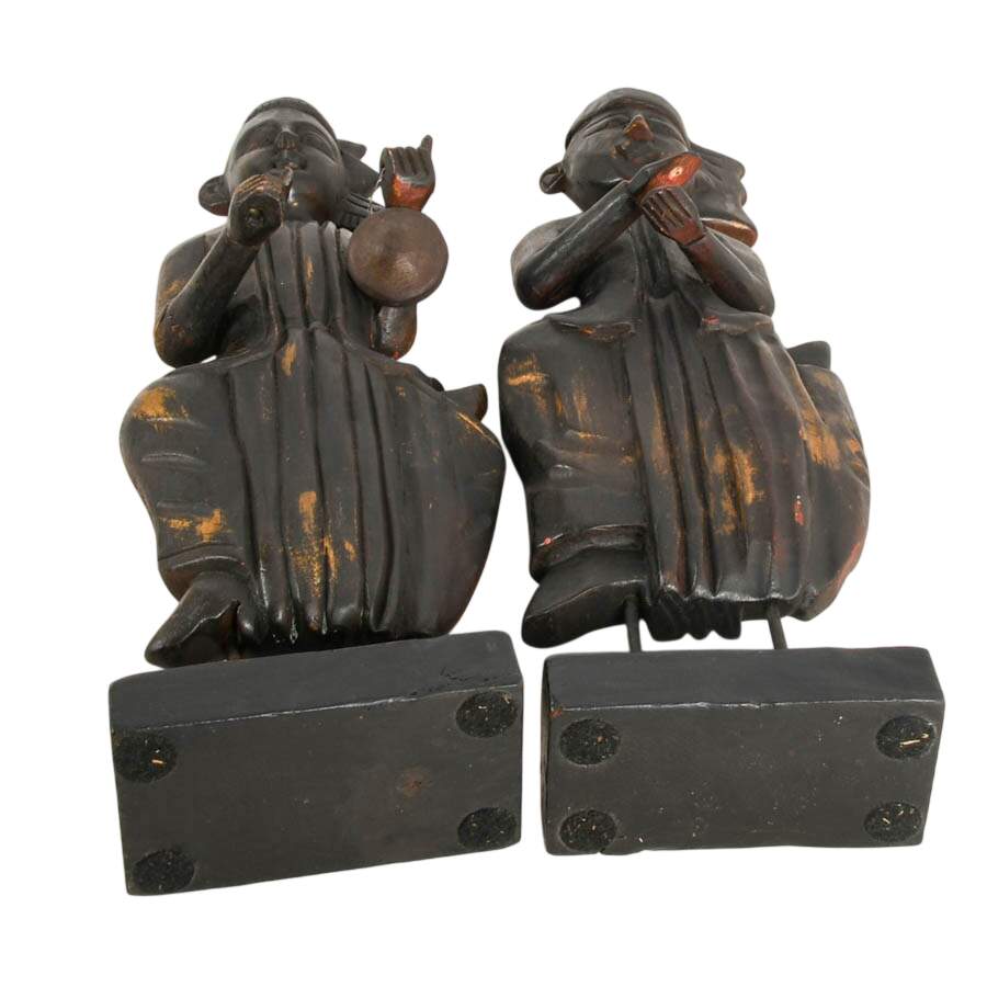 Pair of Southeast Asian Hand-Carved Wooden Dancers-10