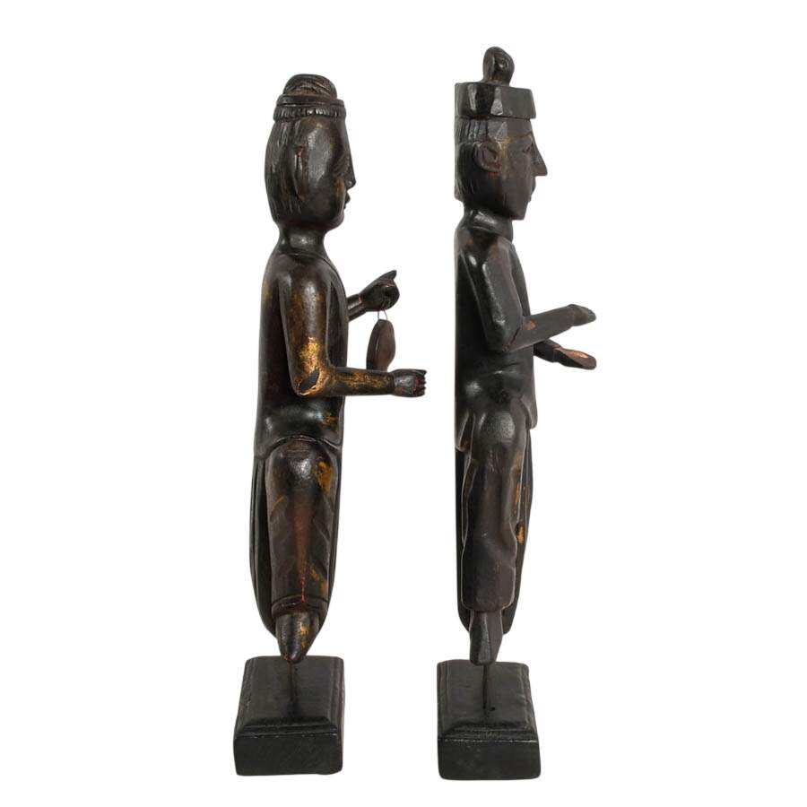 Pair of Southeast Asian Hand-Carved Wooden Dancers-9