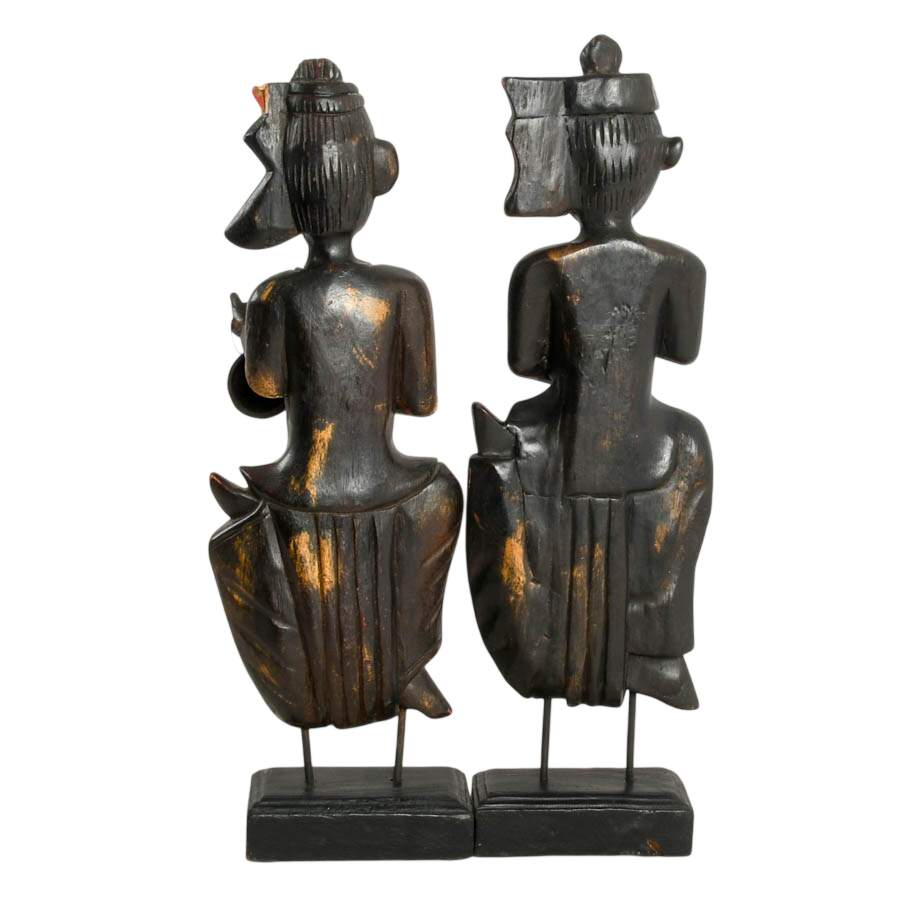 Pair of Southeast Asian Hand-Carved Wooden Dancers-8