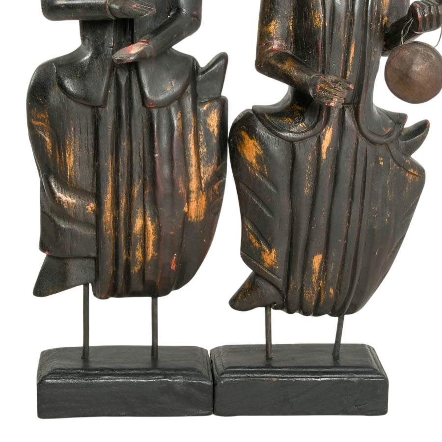 Pair of Southeast Asian Hand-Carved Wooden Dancers-3
