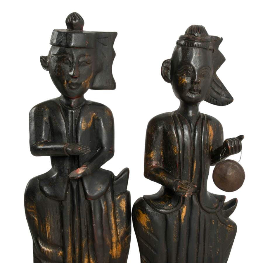 Pair of Southeast Asian Hand-Carved Wooden Dancers-2