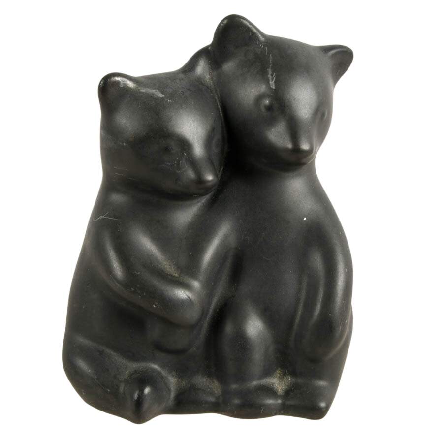 Pigeon Forge Tennessee Mid-Century Style Black Bear Cubs Pottery Figurine-1