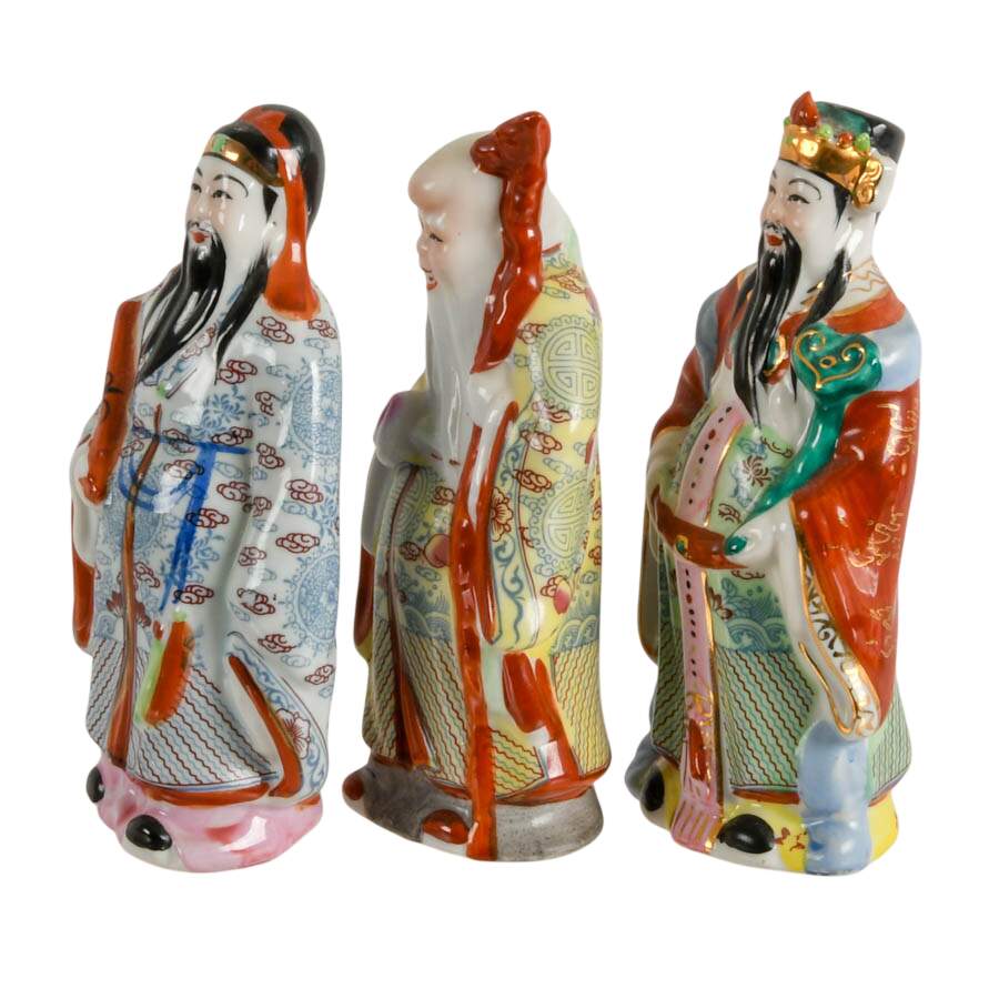 Chinese Sanxing Trio Porcelain Figurines-2