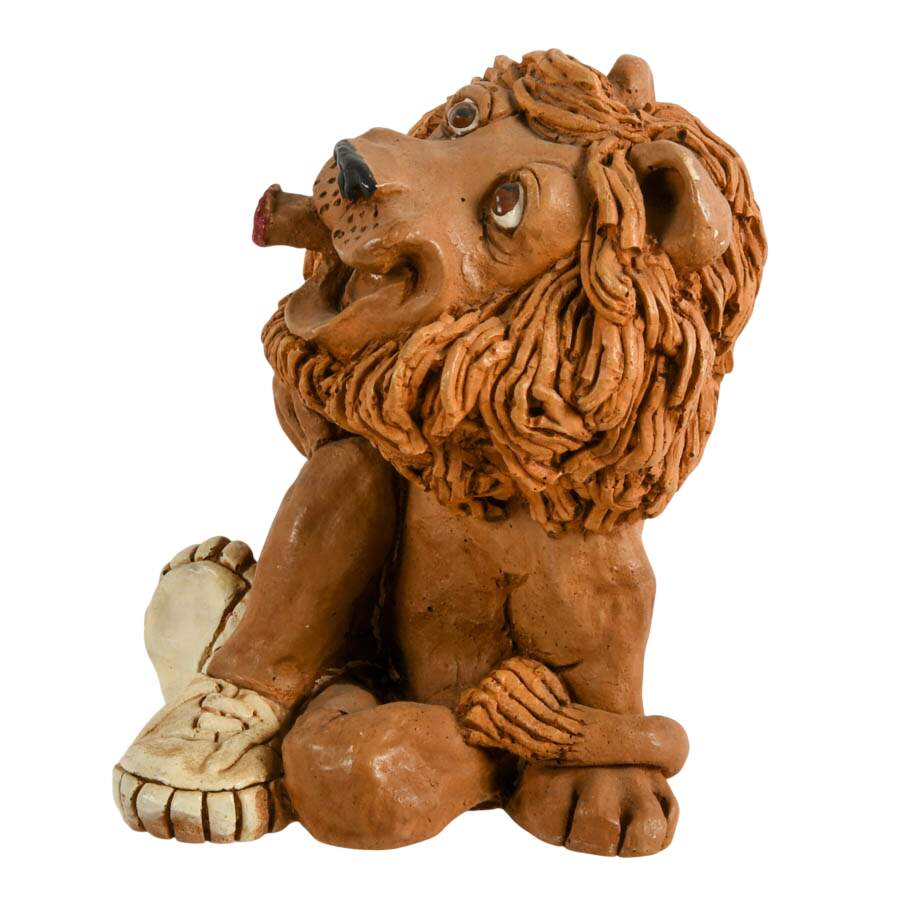 1970s Signed Dave Grossman Sporty Lion Resin Figurine-2