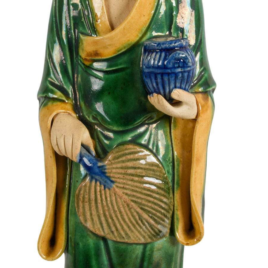 Antique Pair of Chinese Mudmen Pottery Statues-7