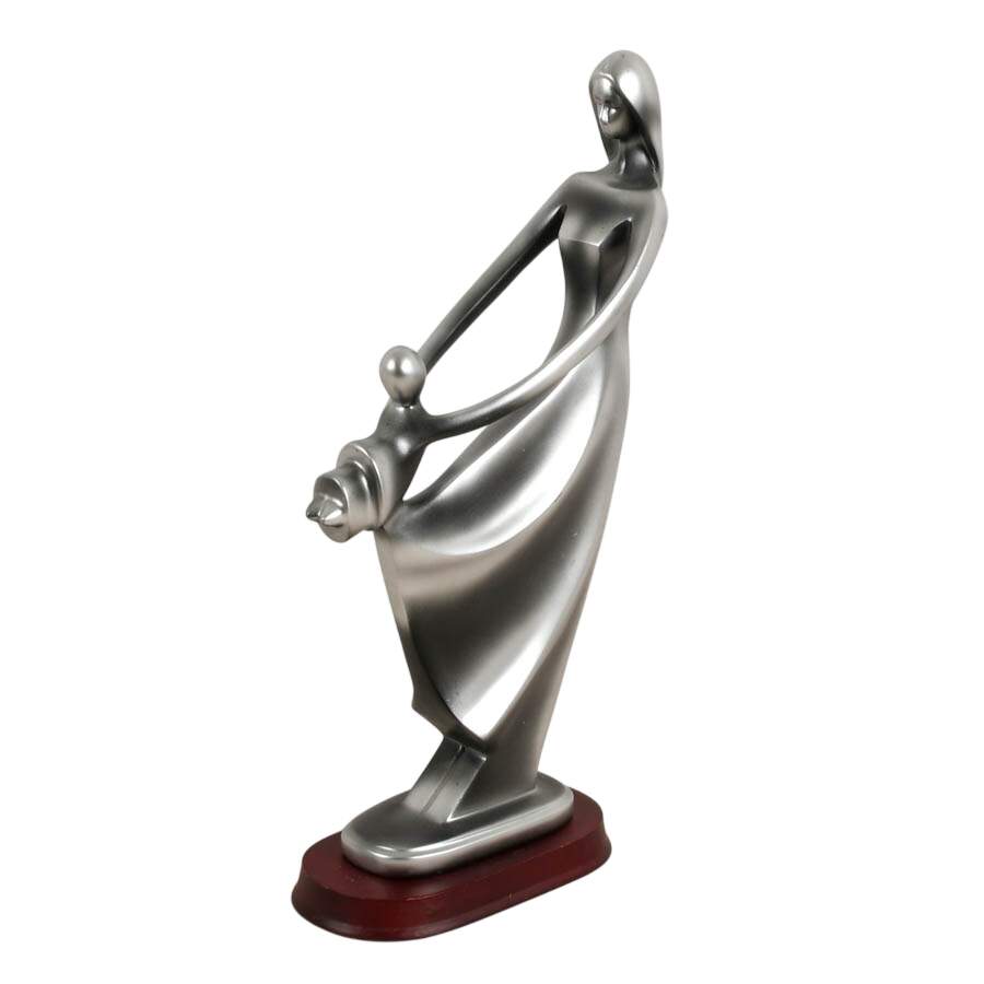 Set of Five Art Deco-Style Silver Resin Sculptures Attributed to Herco-5