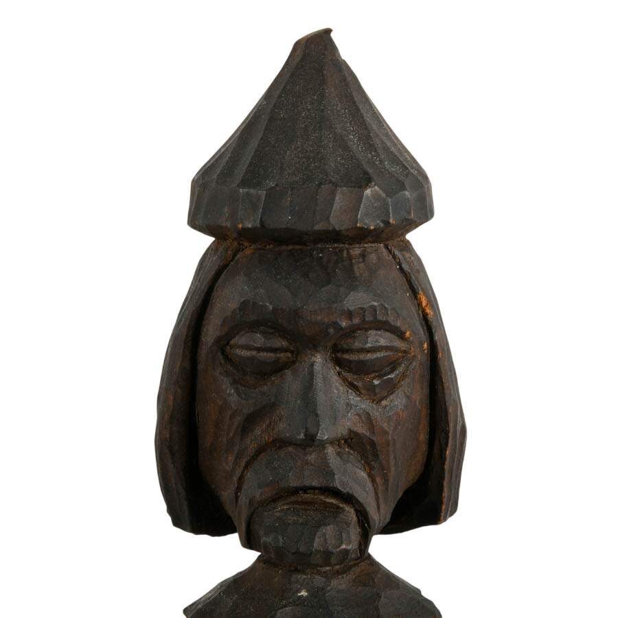 Hand-Carved Wooden Monk Figure-5
