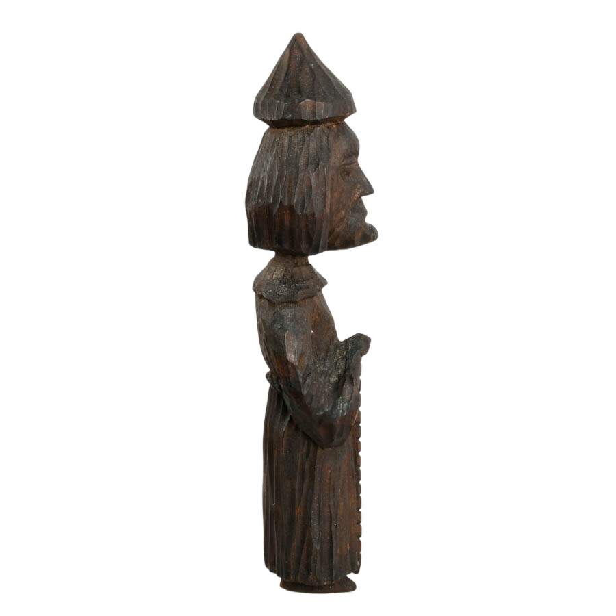 Hand-Carved Wooden Monk Figure-4