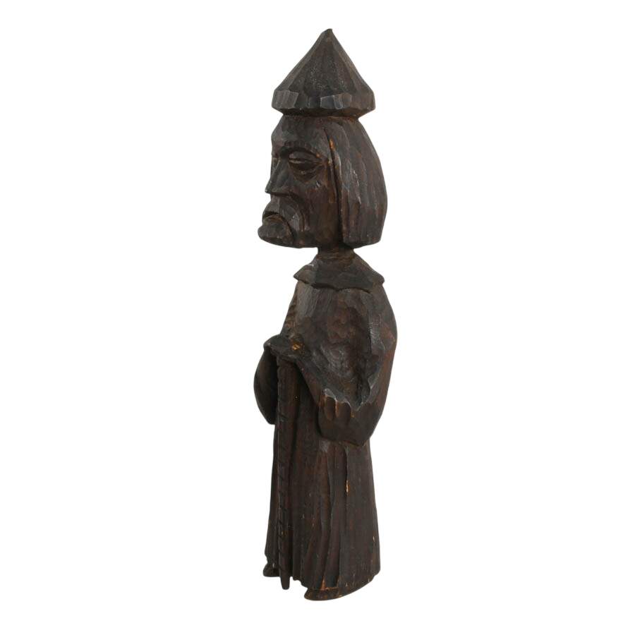 Hand-Carved Wooden Monk Figure-2