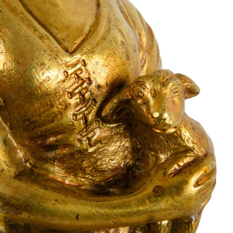 French Gilt Bronze Shepherdess on Marble Base After Charles Korschann-6