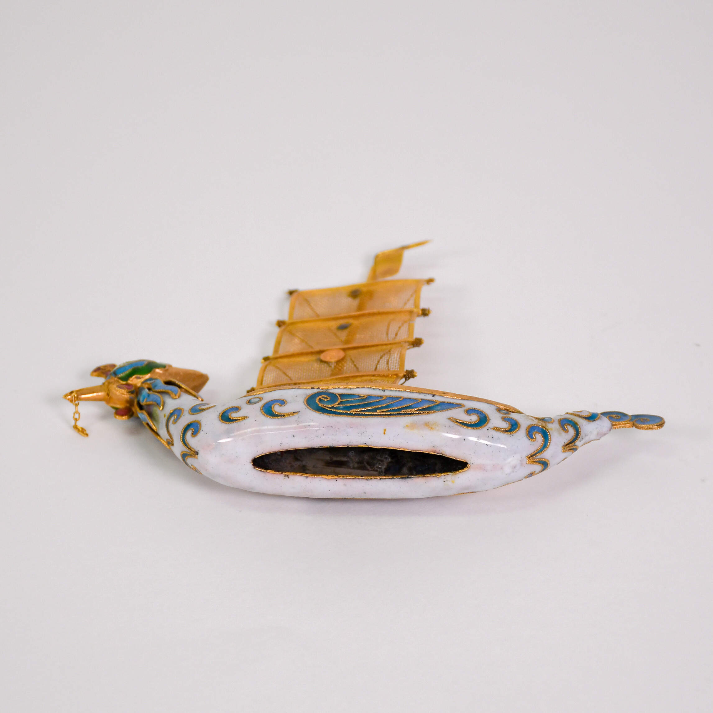 Decorative Cloisonné Phoenix Junk Boat Figurine-8