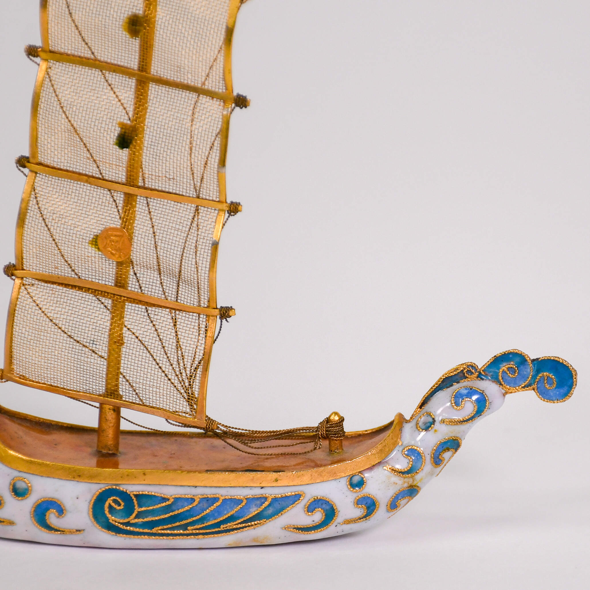 Decorative Cloisonné Phoenix Junk Boat Figurine-7