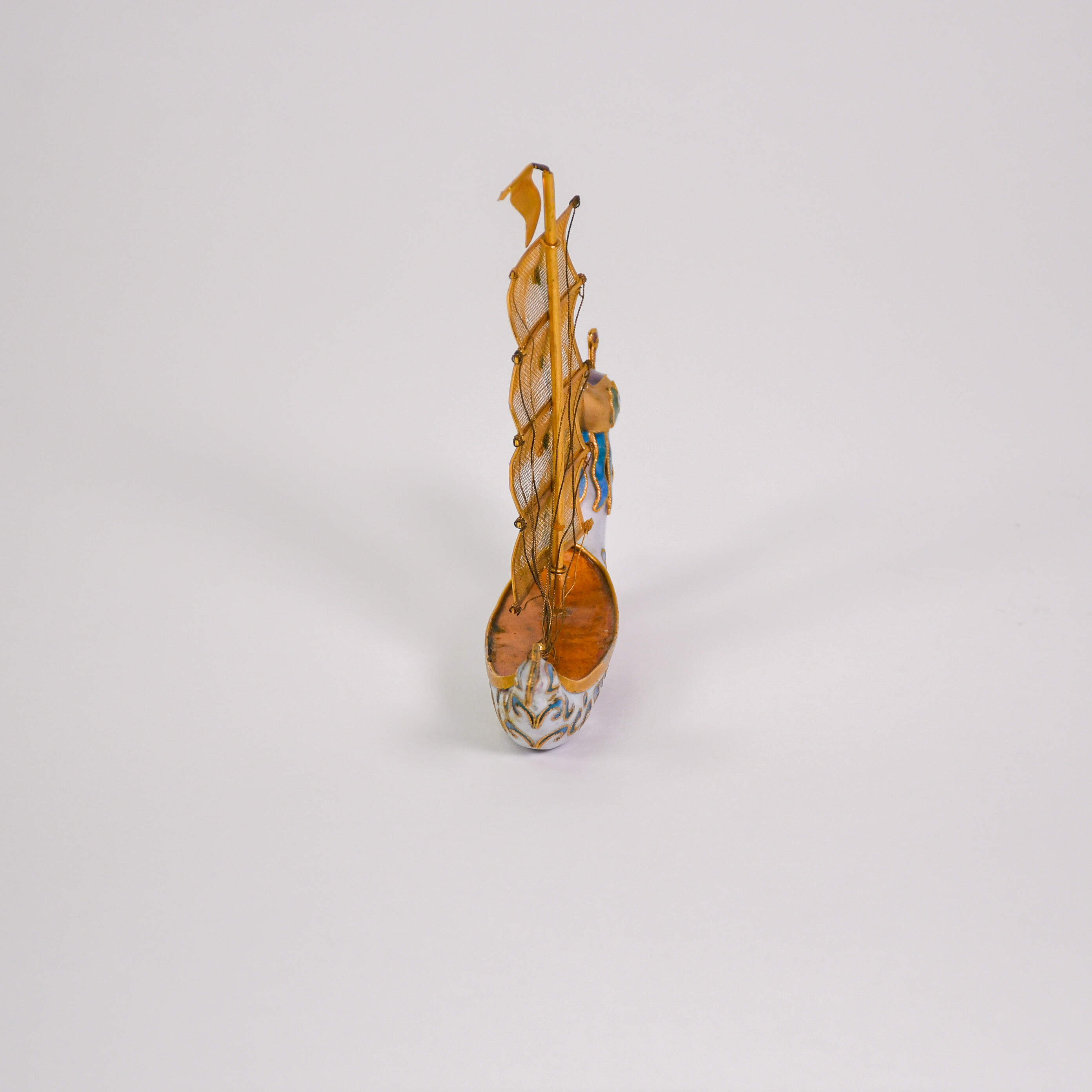 Decorative Cloisonné Phoenix Junk Boat Figurine-4