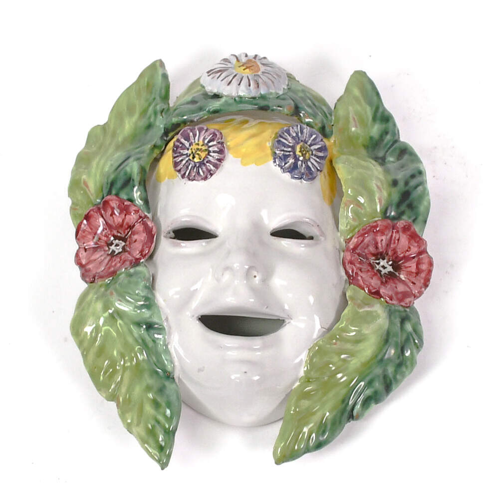 Group of Three Italian Ceramic Bacchus Masks-5
