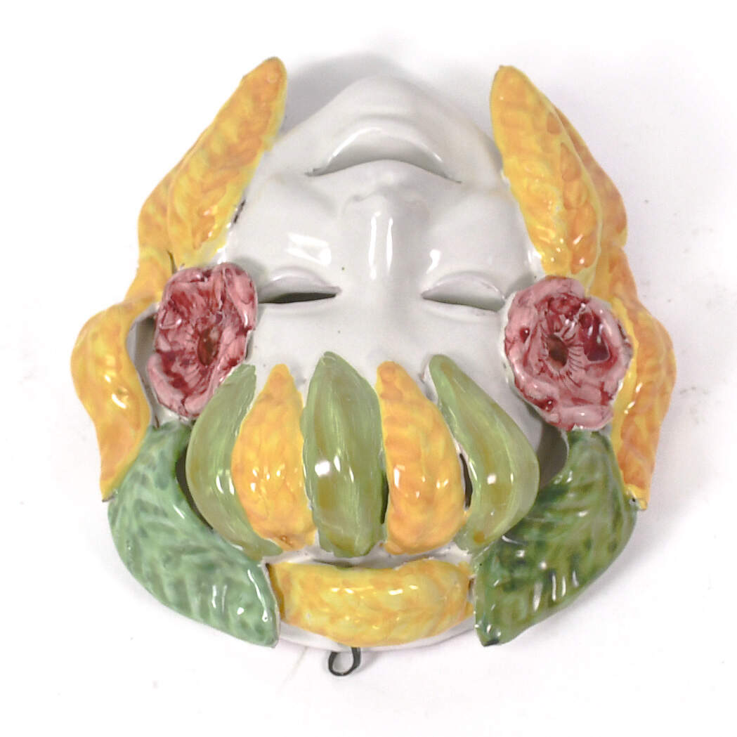 Group of Three Italian Ceramic Bacchus Masks-4