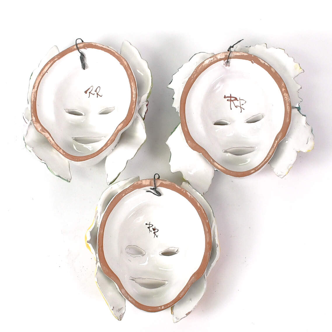 Group of Three Italian Ceramic Bacchus Masks-2