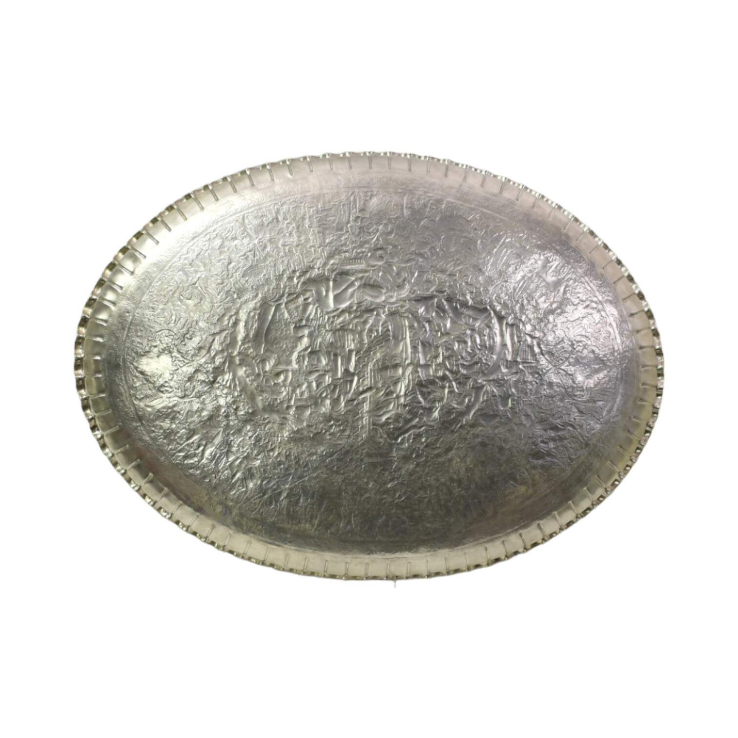 Oversized Middle Eastern Silver-Plated Coffee Tray-2