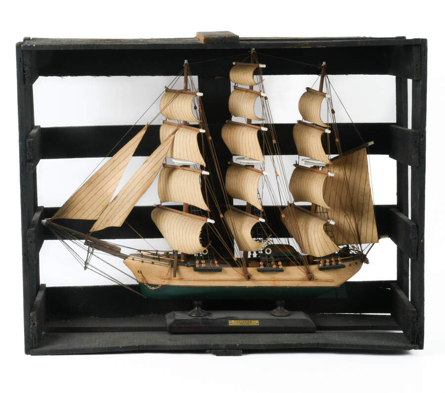 Model Ship in Crate Statue-1