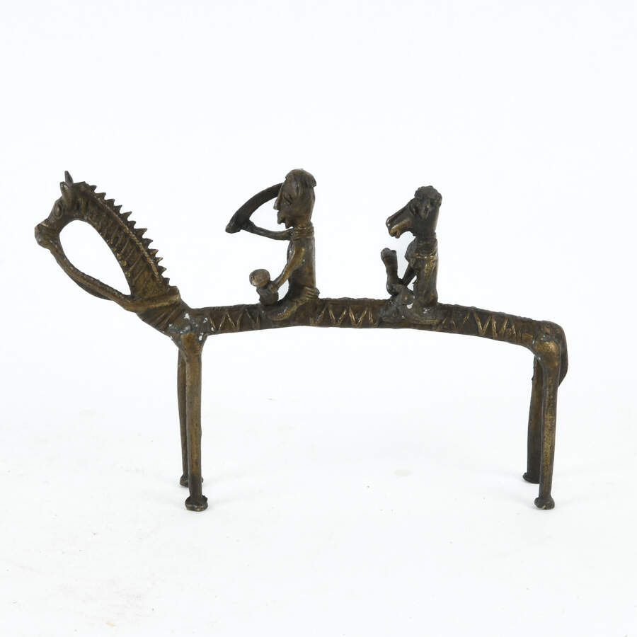 Anthropomorphic Animals Ride a Horse Metal Figure-3