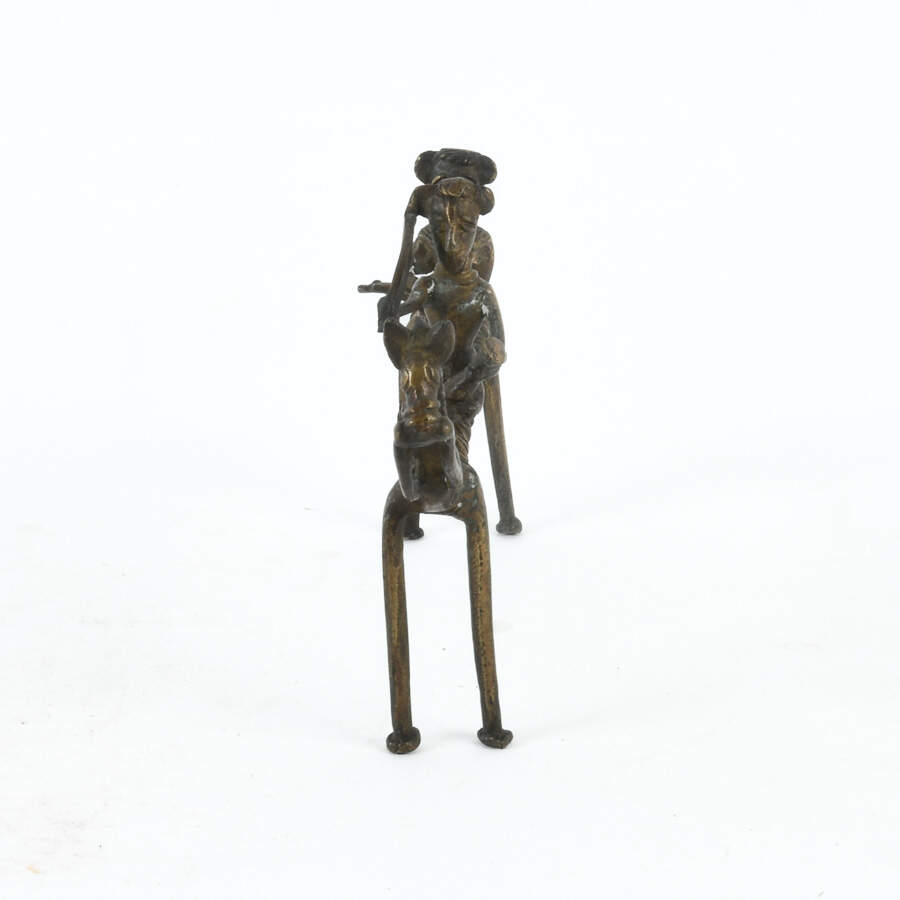 Anthropomorphic Animals Ride a Horse Metal Figure-2