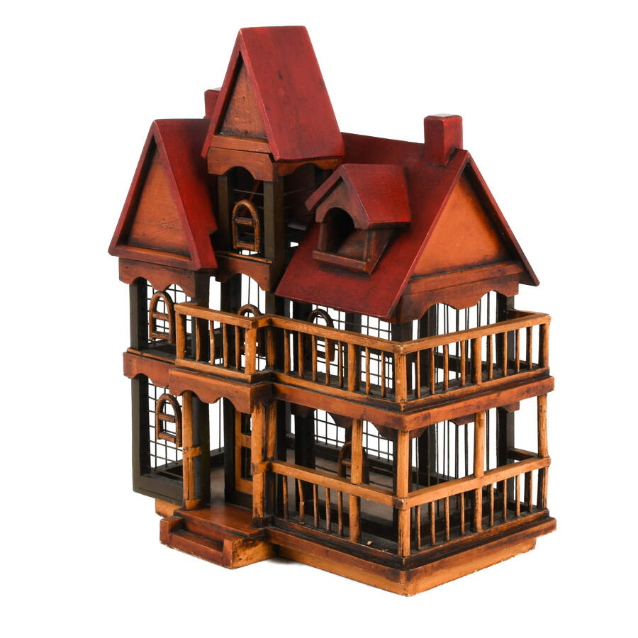 Decorative Wooden Victorian-Style House Bird Cage-5