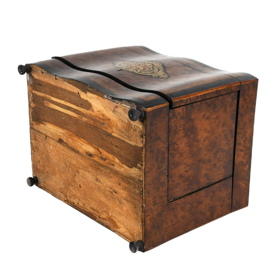 French Burlwood Liquor Tantalus Inlaid Bar with Decanters and Cordials-9
