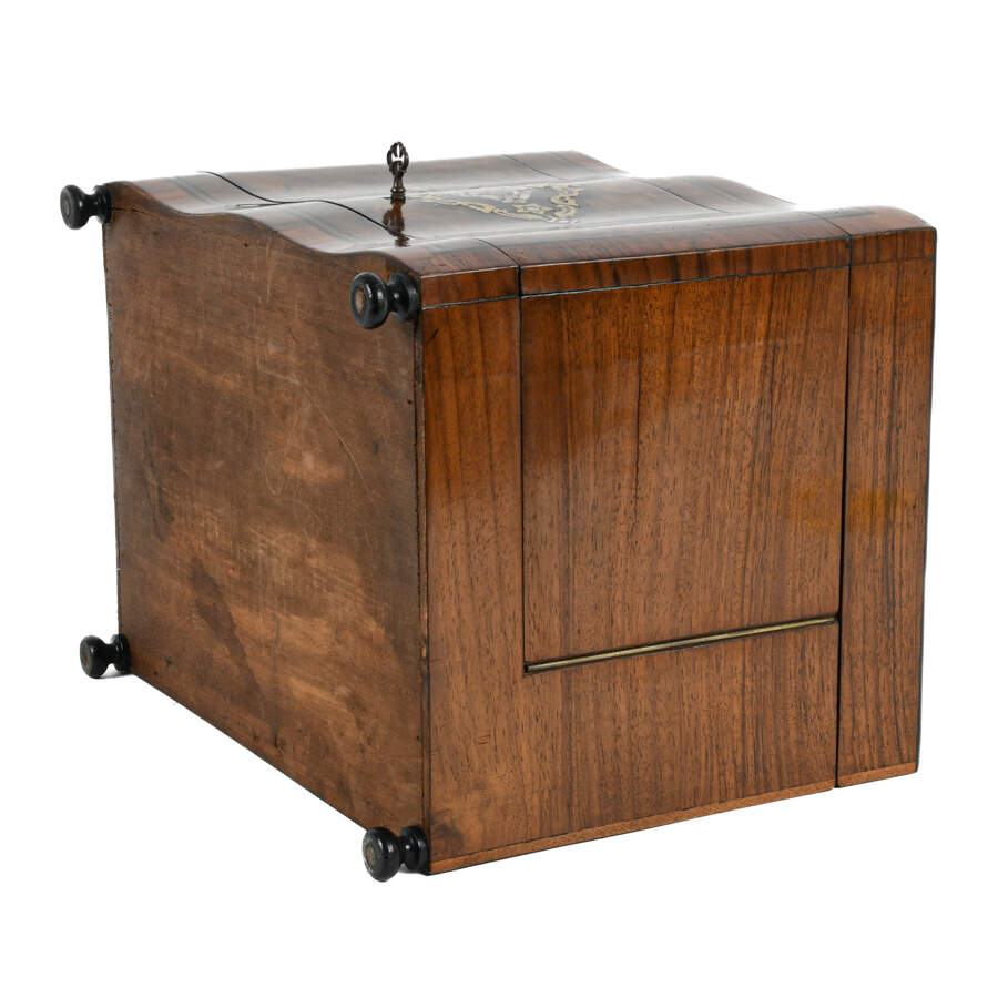 French Burlwood and Inlaid Bar with Decanters and Cordials-9