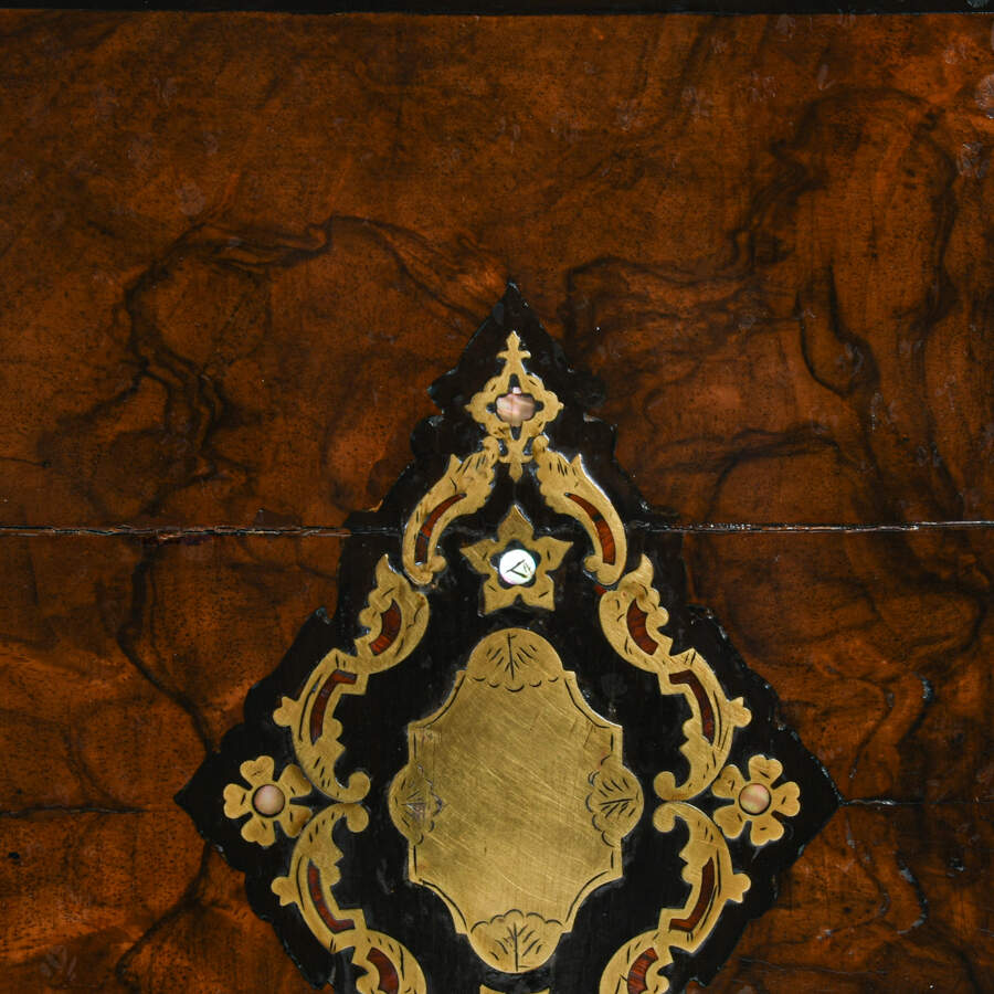 French Burlwood and Inlaid Bar with Decanters and Cordials-8