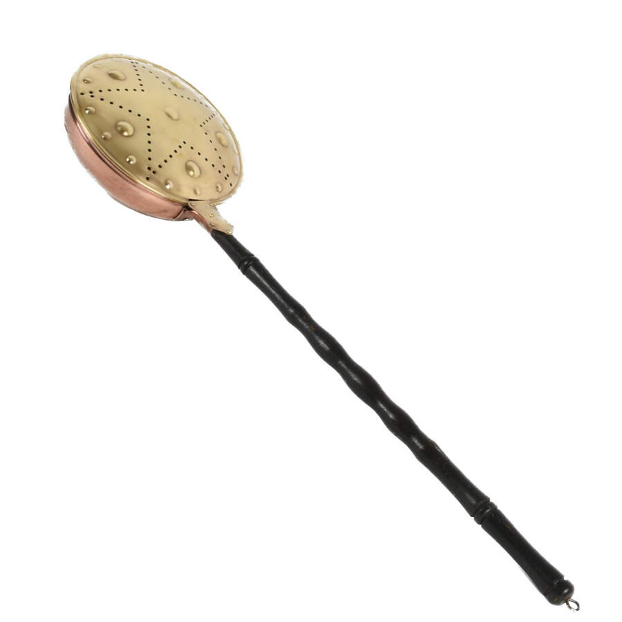 Antique Brass Bed Warmer with Star Motif-2