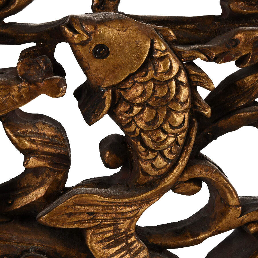 Octagon Carved Wood Asian Wall Art-7