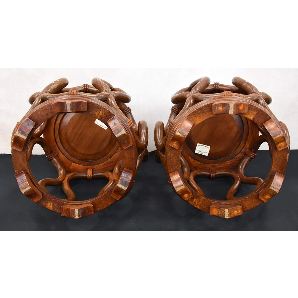 Pair of Bentwood Drum Stools with Inset Porcelain Top-8