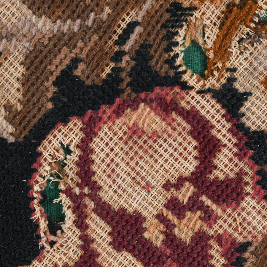 Antique 20th Century Floral Needlework Footstool-5