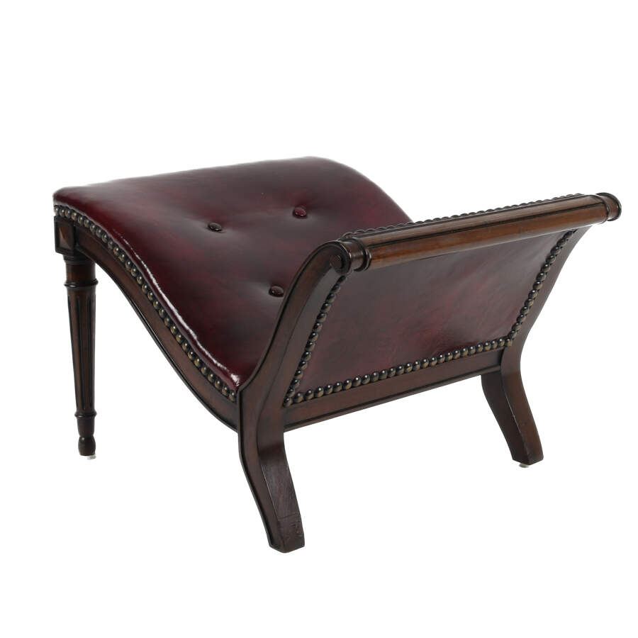 Mahogany and Naugahyde Gout Foot Stool-5