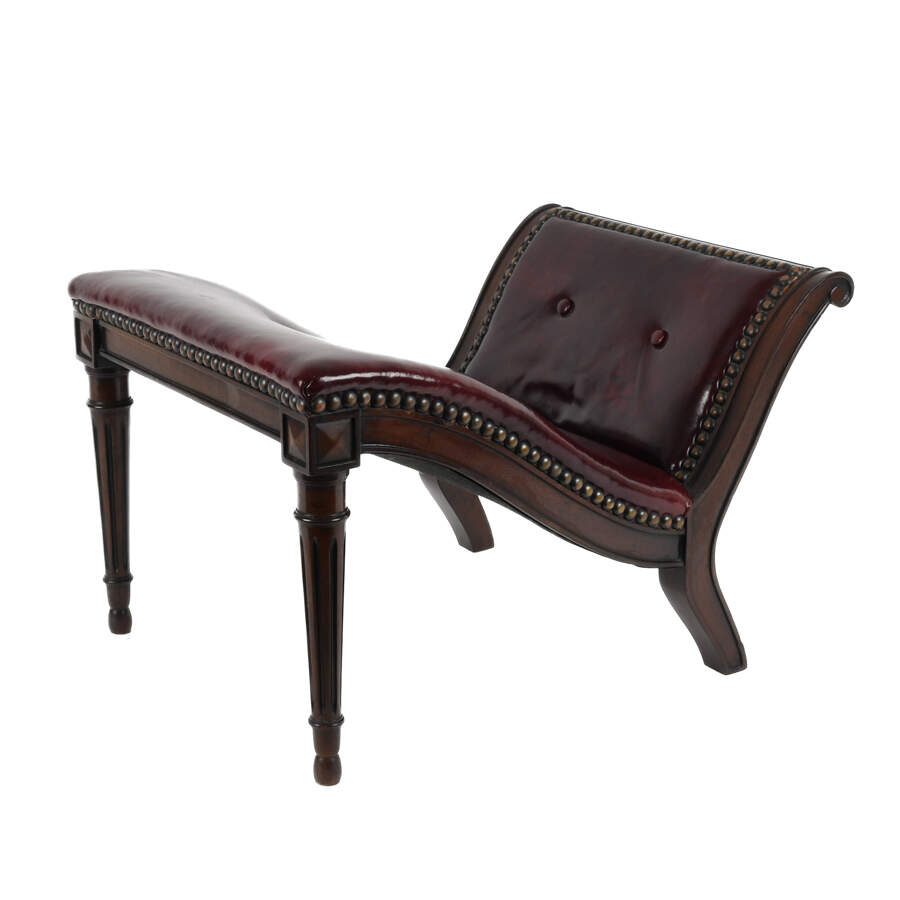 Mahogany and Naugahyde Gout Foot Stool-4