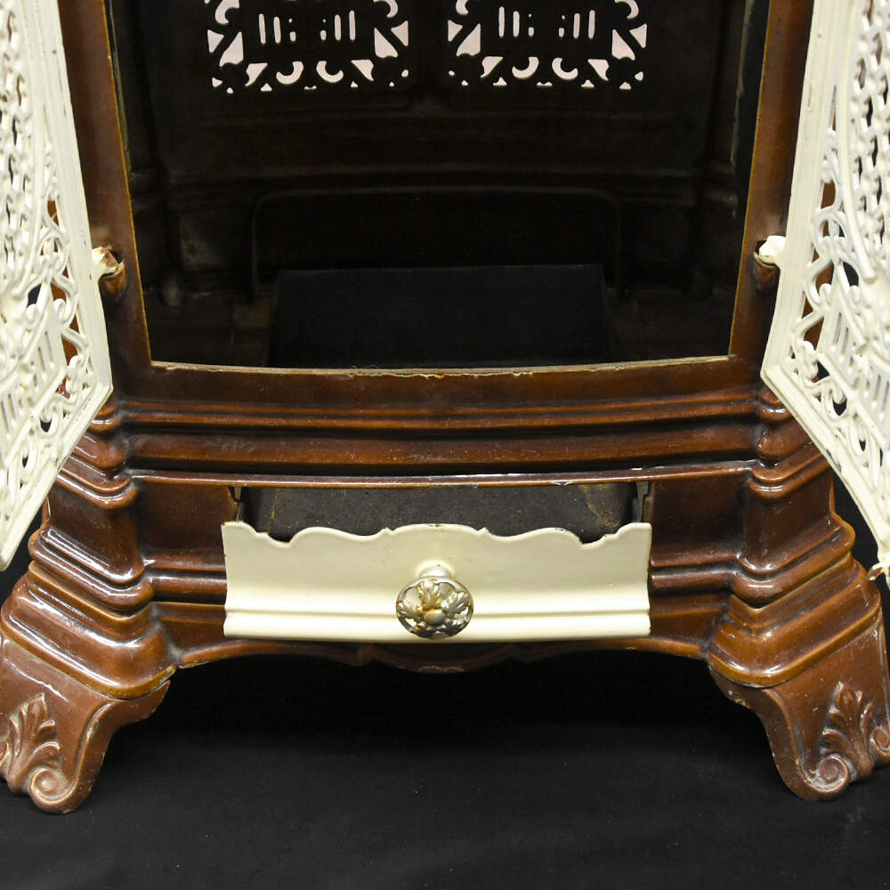 Antique French Calorifère Two-Color Enameled Radiator Stove-10