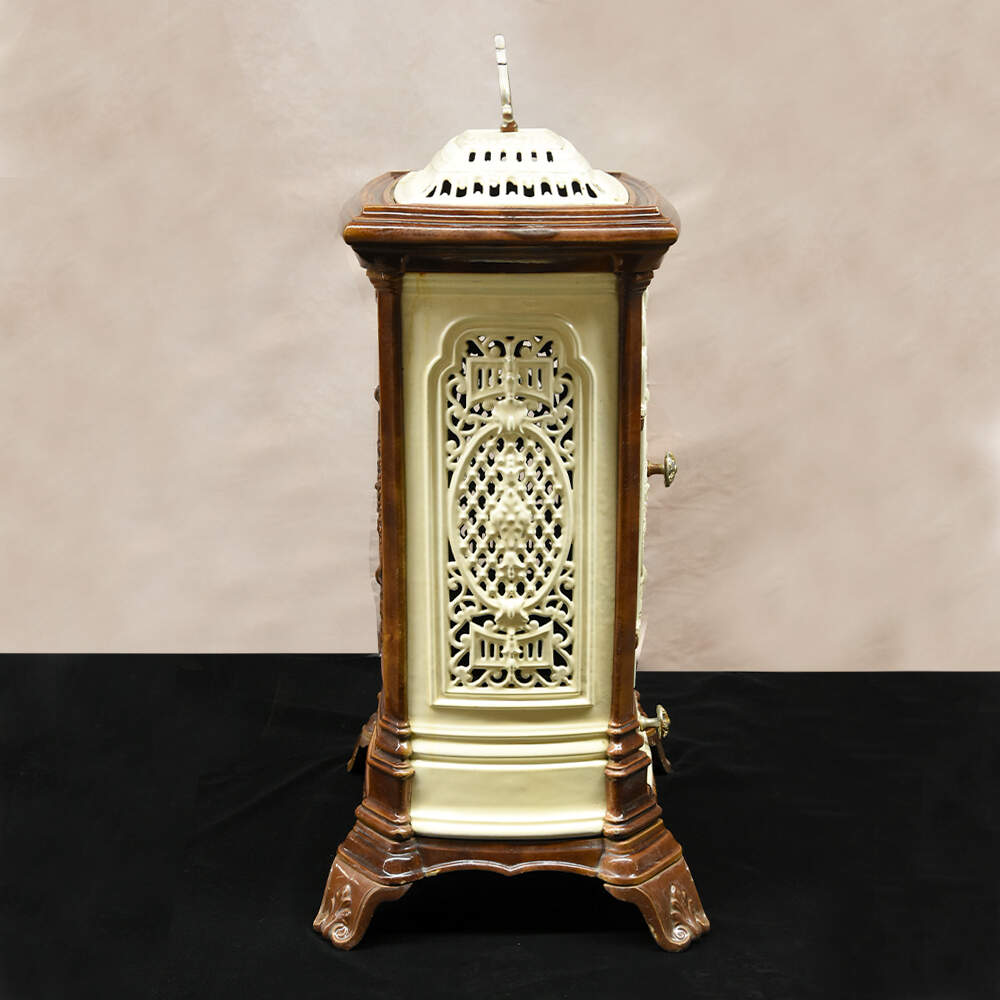Antique French Calorifère Two-Color Enameled Radiator Stove-2