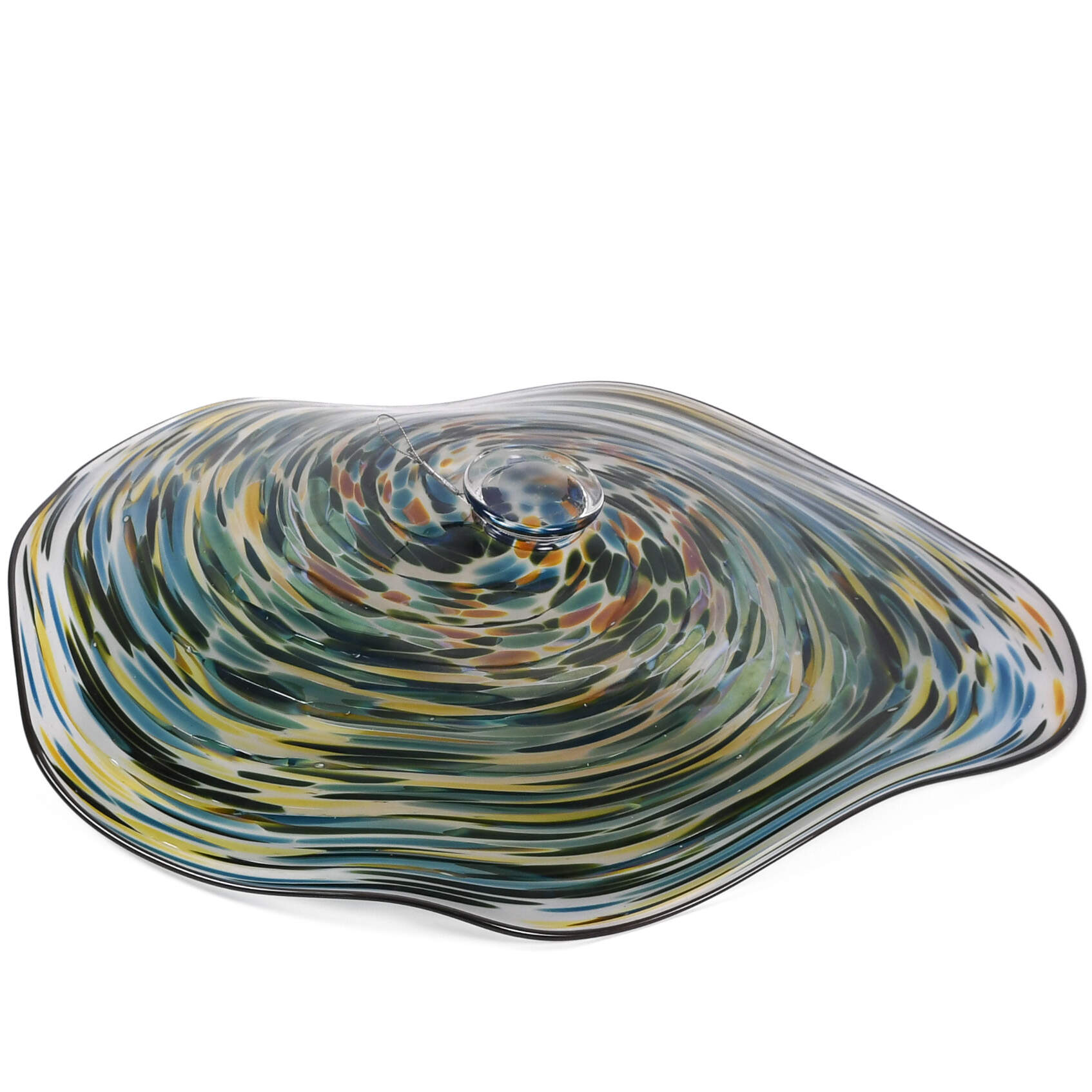 Large Hand-Made Swirled Glass Art Centerpiece-5