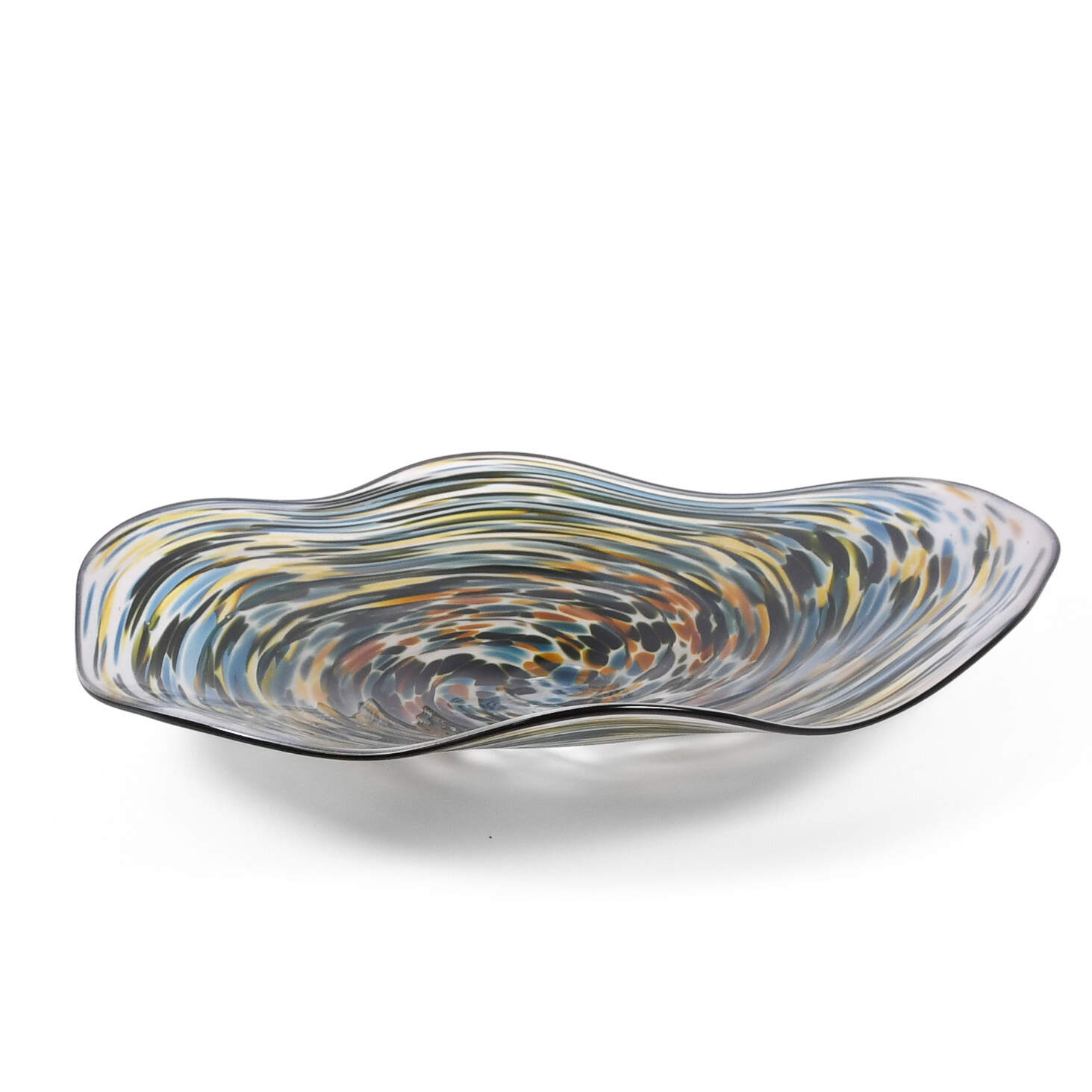 Large Hand-Made Swirled Glass Art Centerpiece-4
