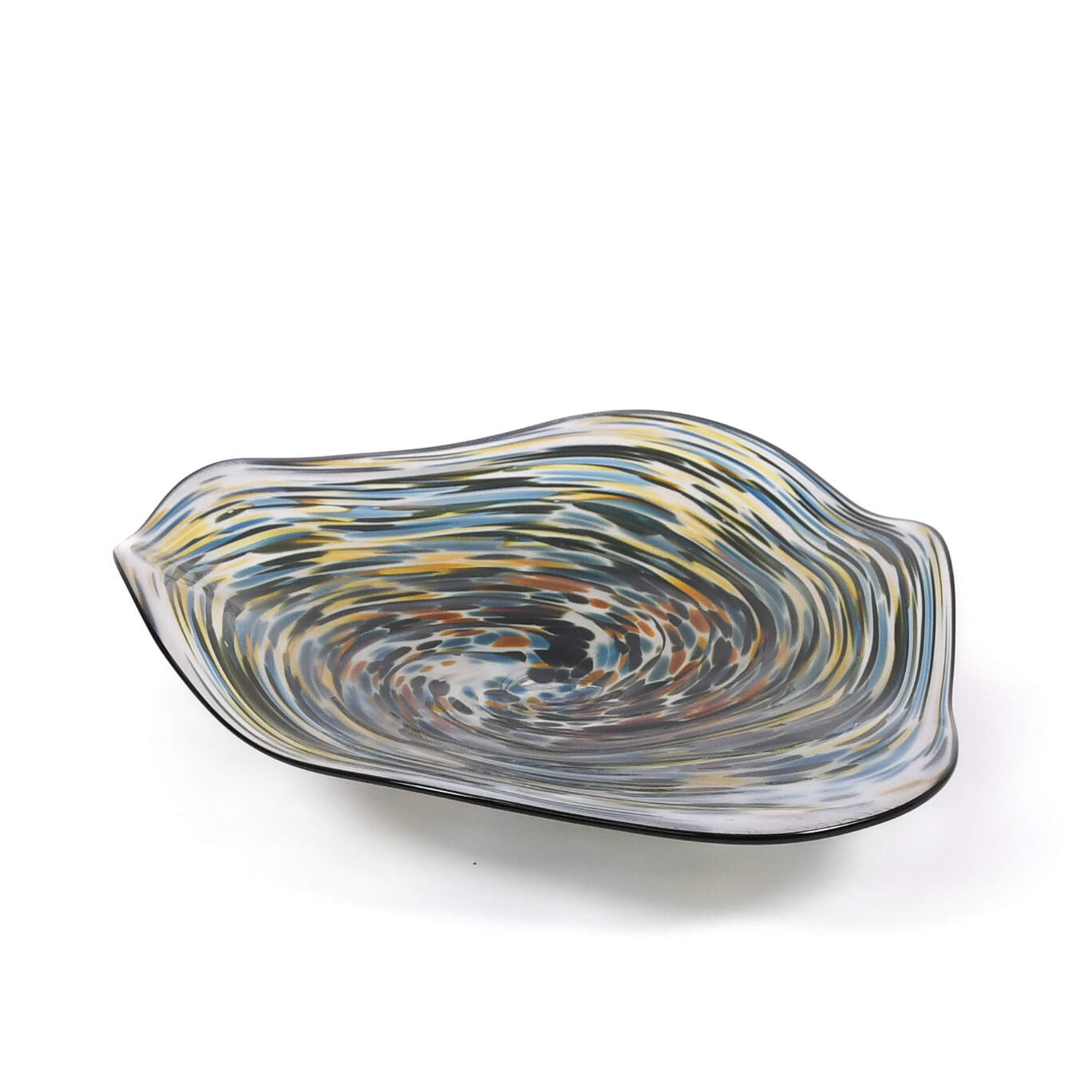Large Hand-Made Swirled Glass Art Centerpiece-3