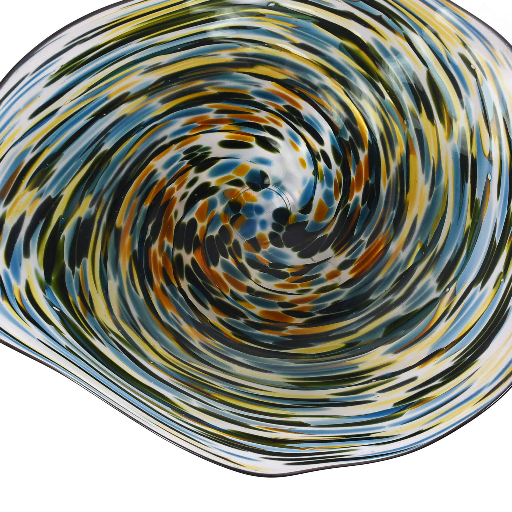 Large Hand-Made Swirled Glass Art Centerpiece-2