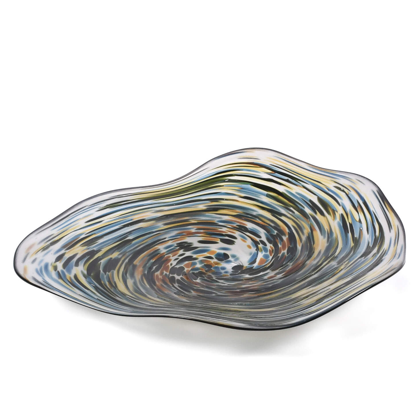 Large Hand-Made Swirled Glass Art Centerpiece-1
