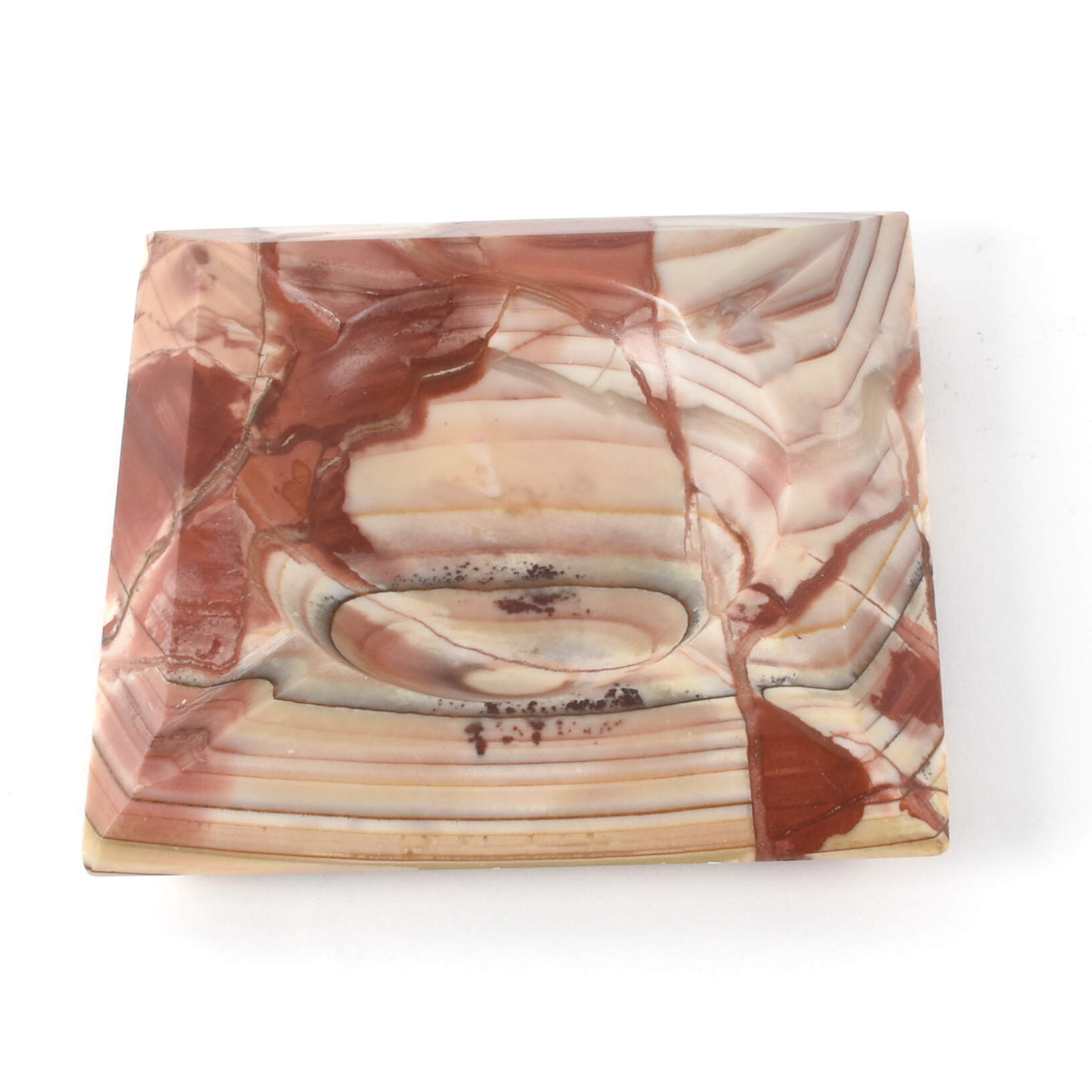 Mid-Century Modern Red Banded Onyx Ashtray-6