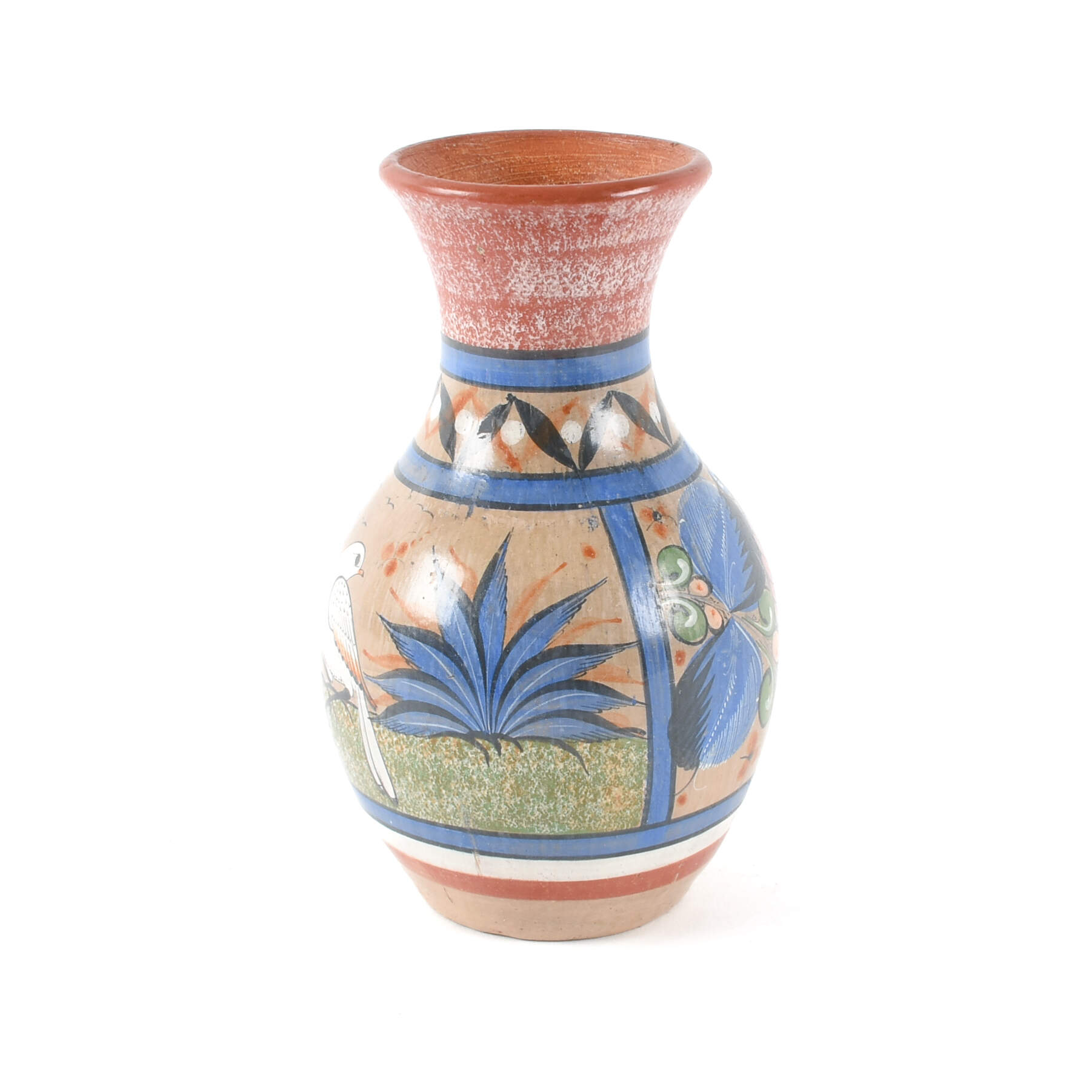 Hand-Painted Flared Mexican Folk Art-Style Vase-4