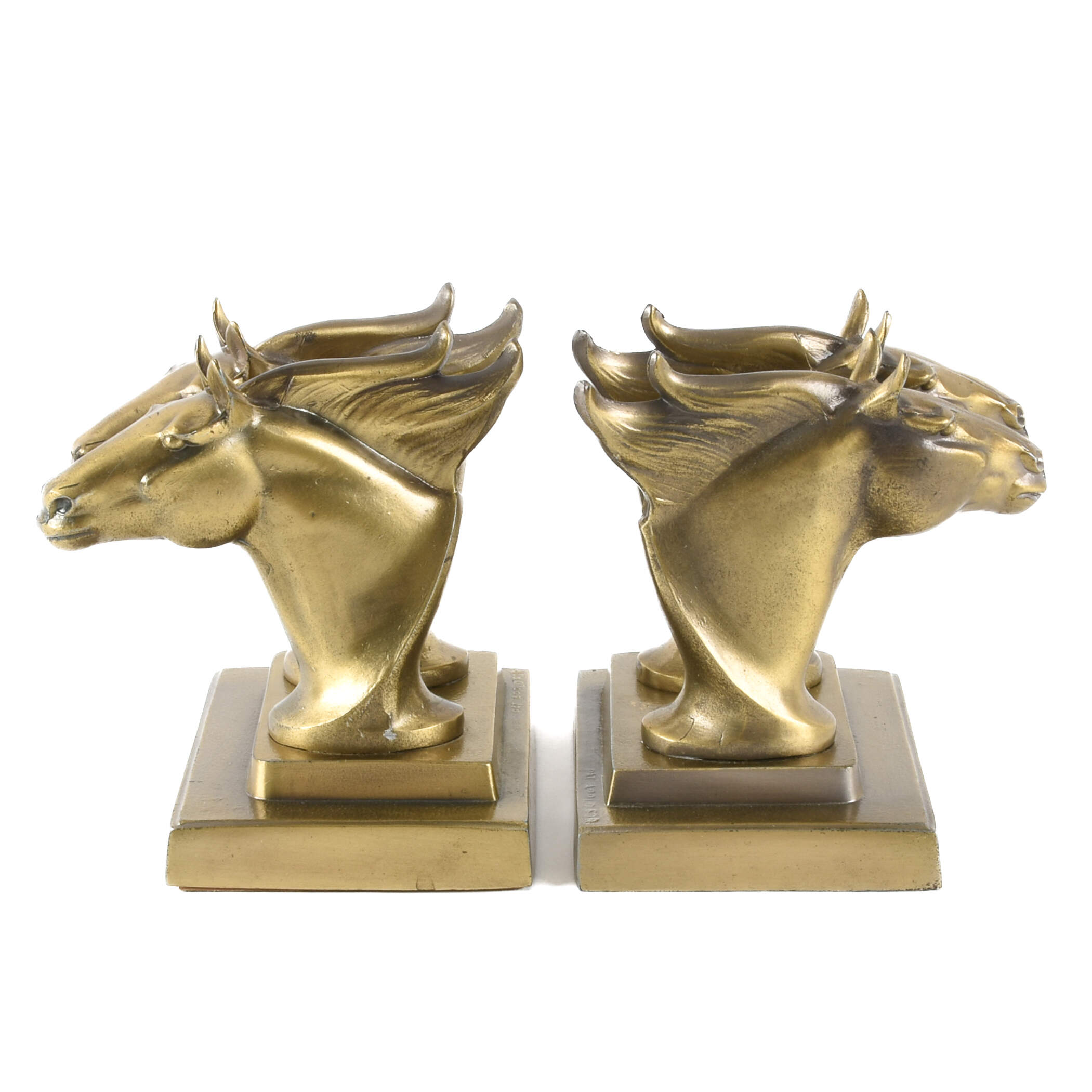 Frankart Gold Tone Stallion Bookends-1