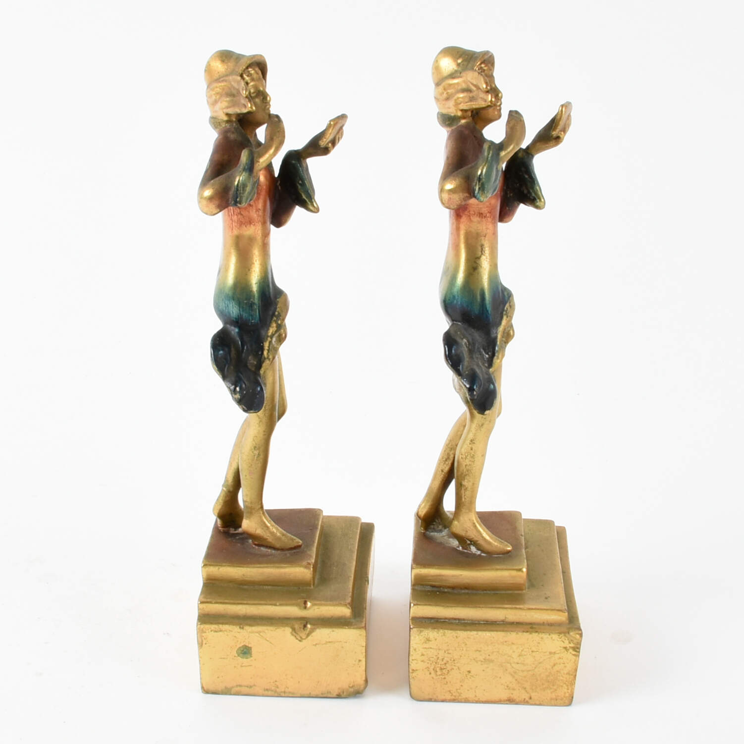 Pair of Art Deco Cold Painted Flapper Bookends-4