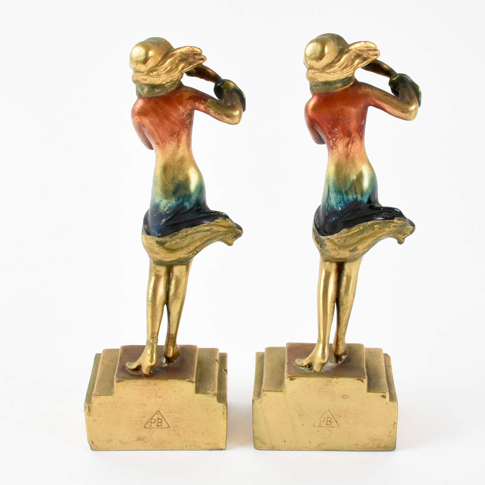 Pair of Art Deco Cold Painted Flapper Bookends-3