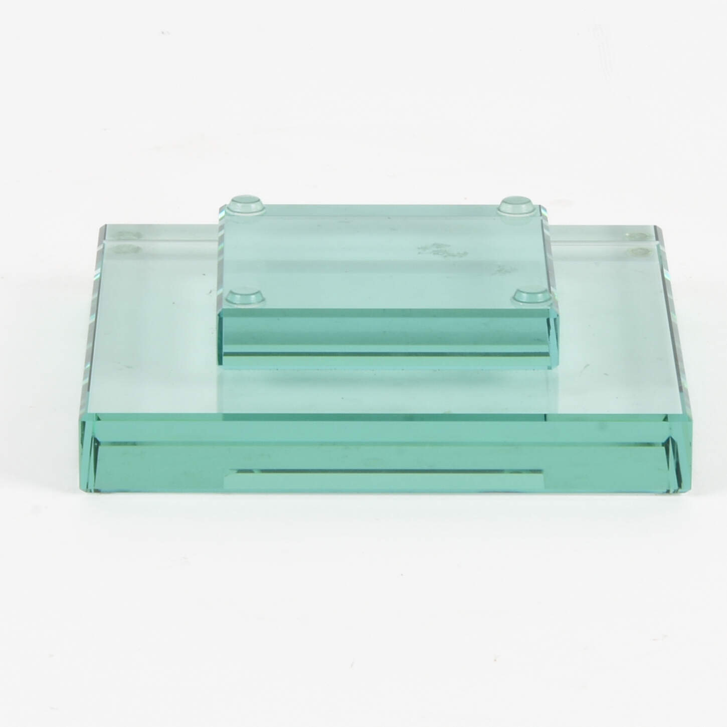 Green Glass Greek Key Bowl with Stand-5