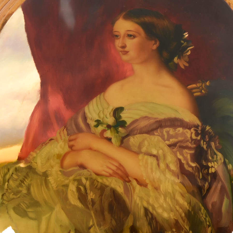 Pair of Glazed Gold Leaf Domed Portrait Plaques-3